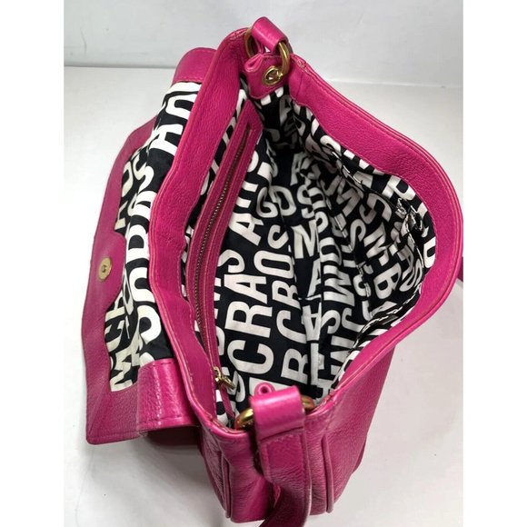 Marc by Marc Jacobs Vintage Fuchsia Pink Leather Spell Out Lining Crossbody Bag - Picture 4 of 16
